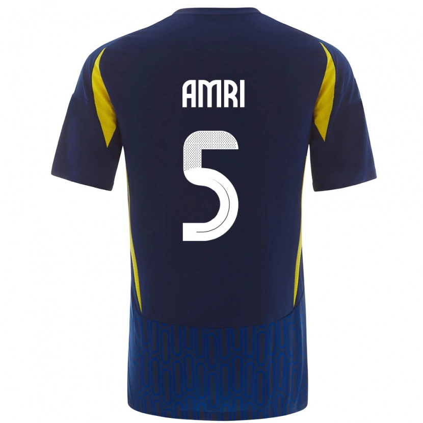 Danxen Bambino Maglia Abdulelah Al-Amri #5 Blu Giallo Kit Gara Away 2024/25 Maglietta