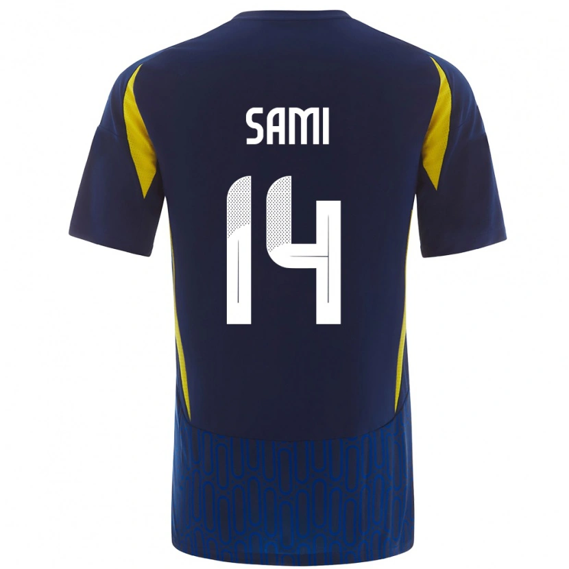 Danxen Bambino Maglia Sami Al-Najei #14 Blu Giallo Kit Gara Away 2024/25 Maglietta
