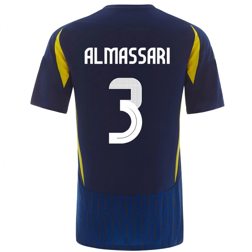 Danxen Bambino Maglia Wadha Almassari #3 Blu Giallo Kit Gara Away 2024/25 Maglietta