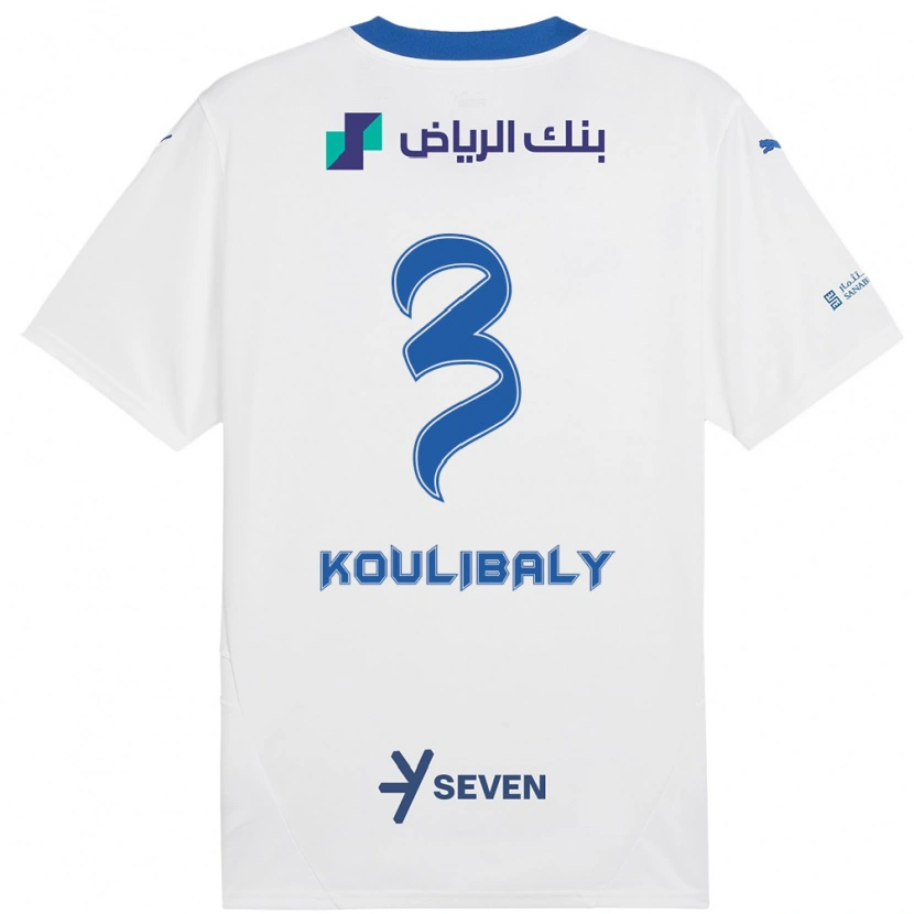 Danxen Bambino Maglia Kalidou Koulibaly #3 Bianco Blu Kit Gara Away 2024/25 Maglietta