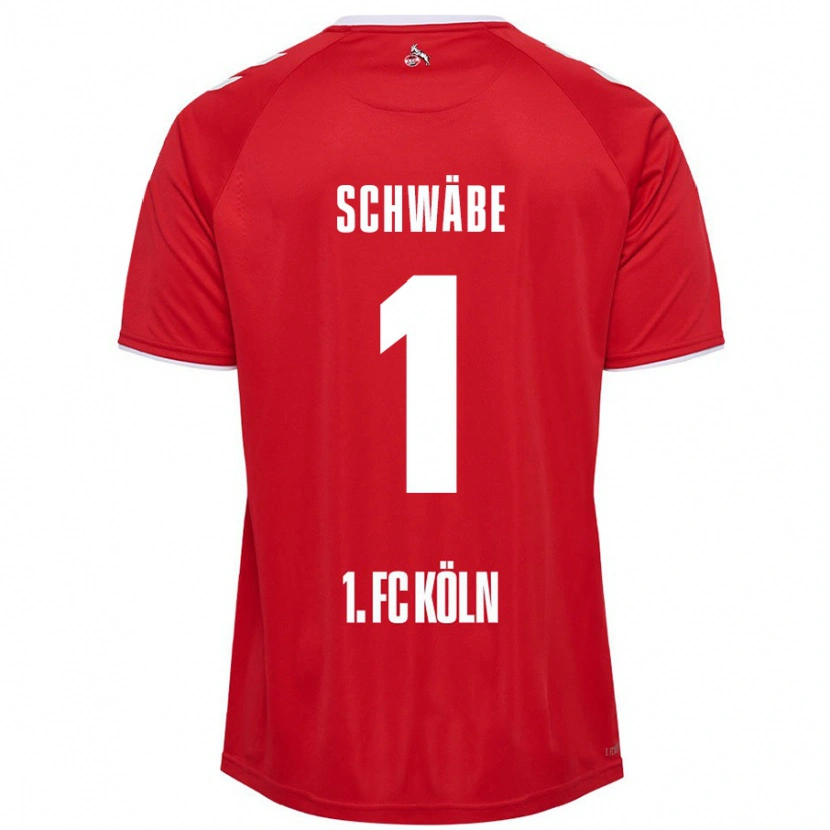Danxen Bambino Maglia Marvin Schwäbe #1 Rosso Bianco Kit Gara Away 2024/25 Maglietta