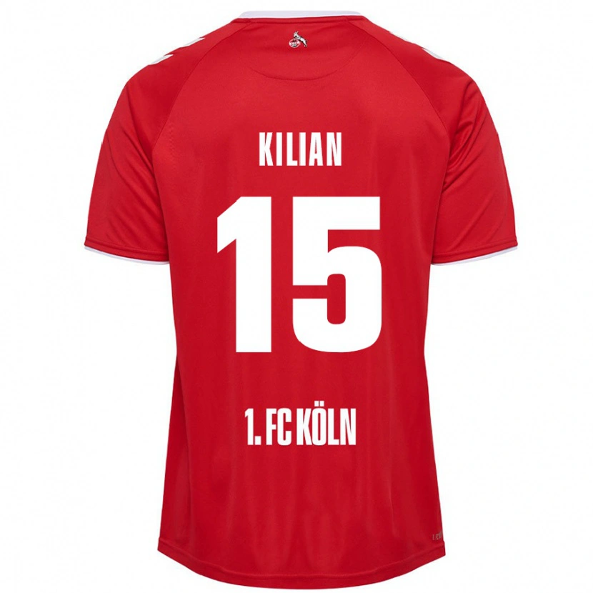 Danxen Bambino Maglia Luca Kilian #15 Rosso Bianco Kit Gara Away 2024/25 Maglietta