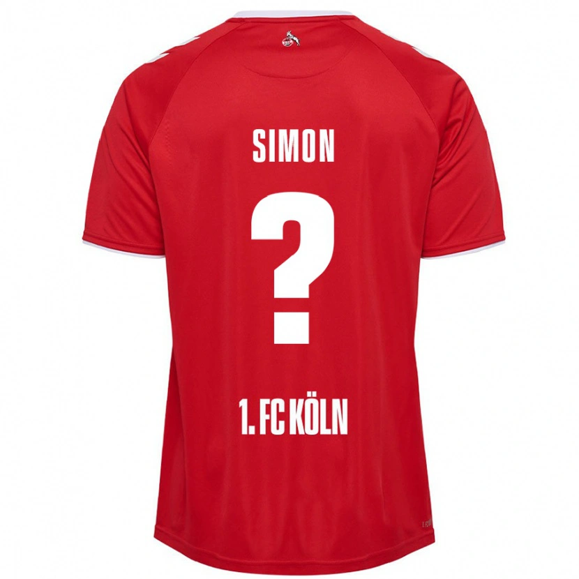 Danxen Bambino Maglia Josias Simon #0 Rosso Bianco Kit Gara Away 2024/25 Maglietta