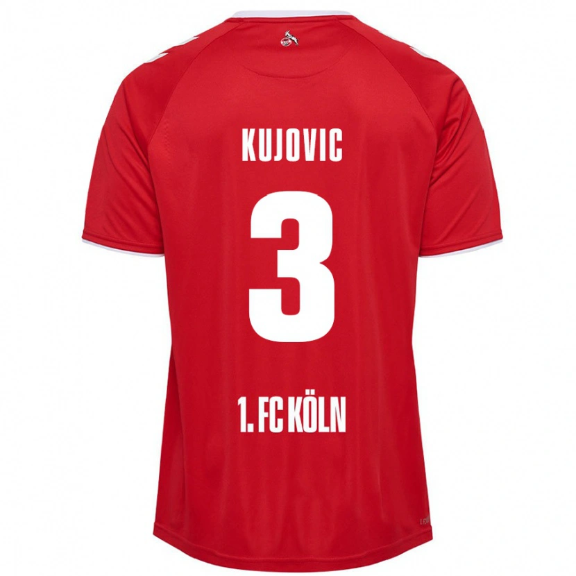 Danxen Bambino Maglia Emin Kujovic #3 Rosso Bianco Kit Gara Away 2024/25 Maglietta