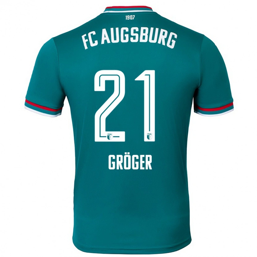 Danxen Bambino Maglia Elias Gröger #21 Verde Scuro Kit Gara Away 2024/25 Maglietta