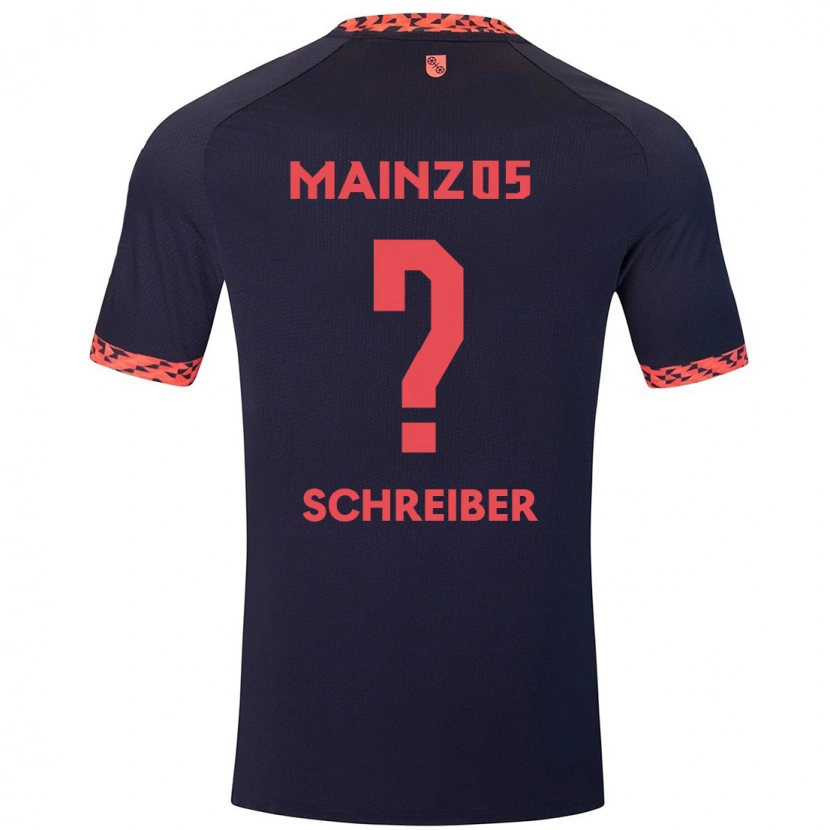 Danxen Bambino Maglia Philipp Schreiber #0 Blu Corallo Rosso Kit Gara Away 2024/25 Maglietta