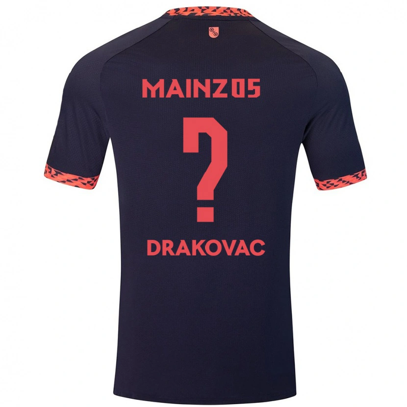 Danxen Bambino Maglia Benjamin Drakovac #0 Blu Corallo Rosso Kit Gara Away 2024/25 Maglietta