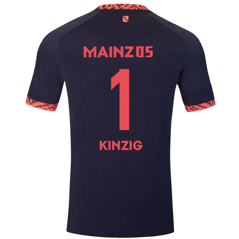 Danxen Bambino Maglia Maximilian Kinzig #1 Blu Corallo Rosso Kit Gara Away 2024/25 Maglietta