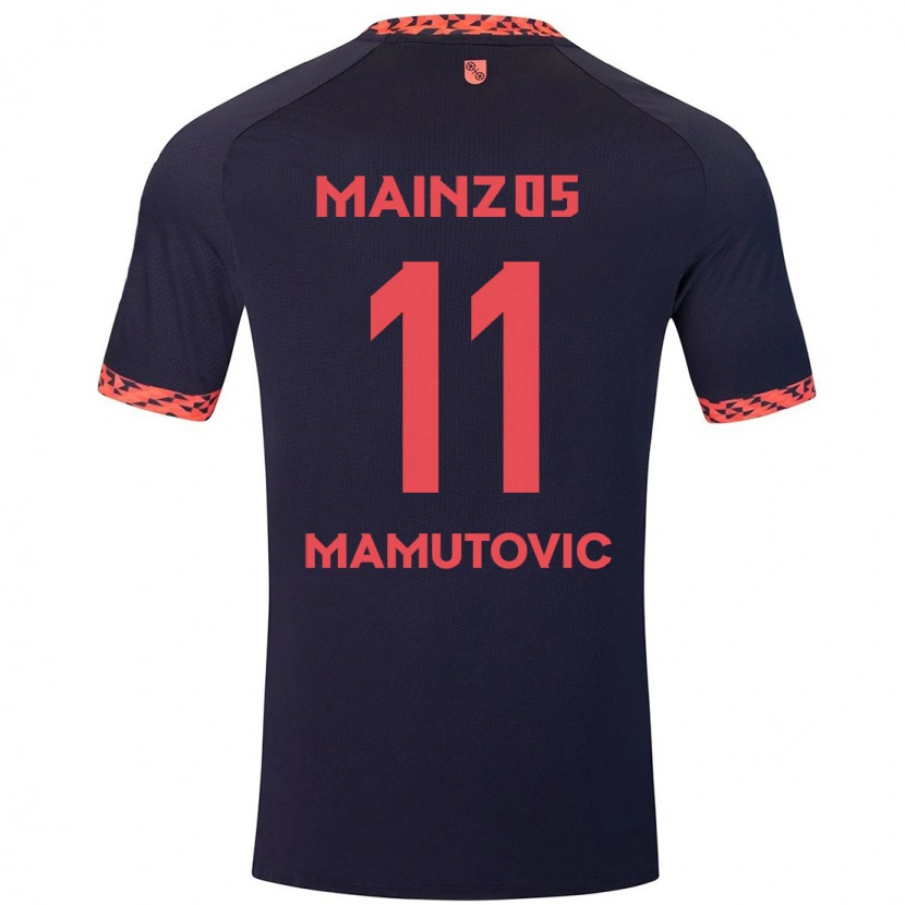 Danxen Bambino Maglia David Mamutovic #11 Blu Corallo Rosso Kit Gara Away 2024/25 Maglietta