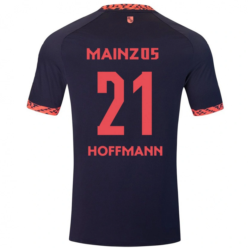 Danxen Bambino Maglia Leon Hoffmann #21 Blu Corallo Rosso Kit Gara Away 2024/25 Maglietta