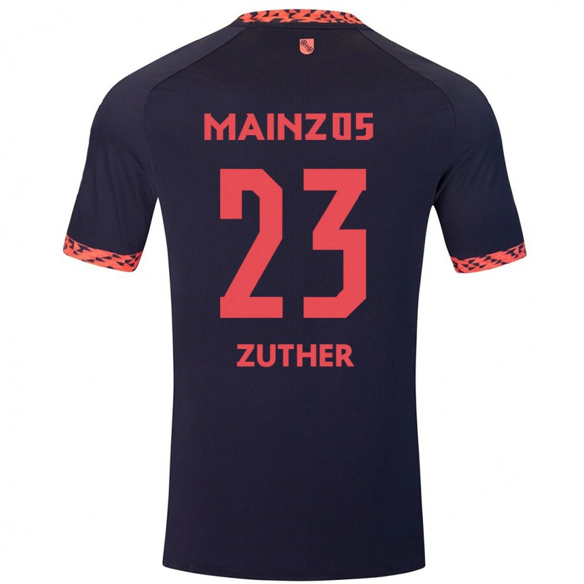 Danxen Bambino Maglia Pit Zuther #23 Blu Corallo Rosso Kit Gara Away 2024/25 Maglietta