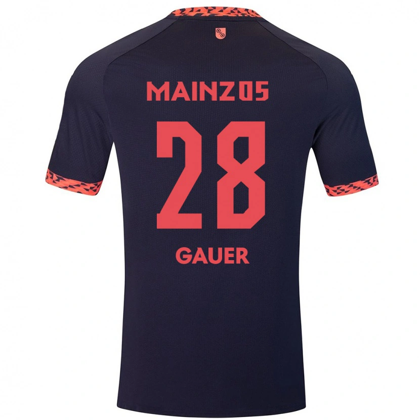Danxen Bambino Maglia Luke Gauer #28 Blu Corallo Rosso Kit Gara Away 2024/25 Maglietta
