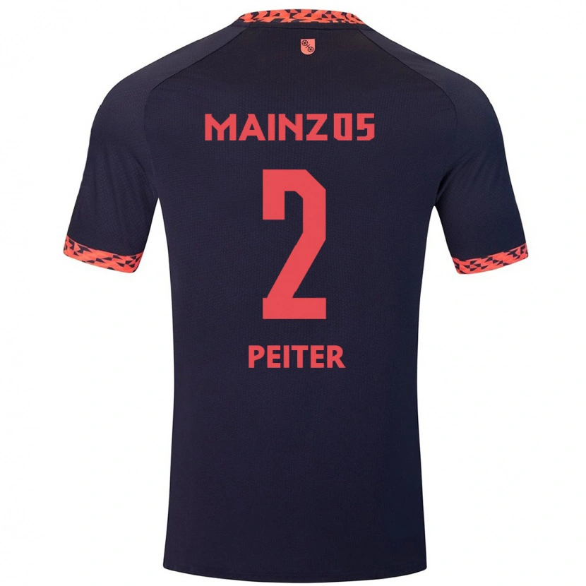 Danxen Bambino Maglia Chiara Peiter #2 Blu Corallo Rosso Kit Gara Away 2024/25 Maglietta