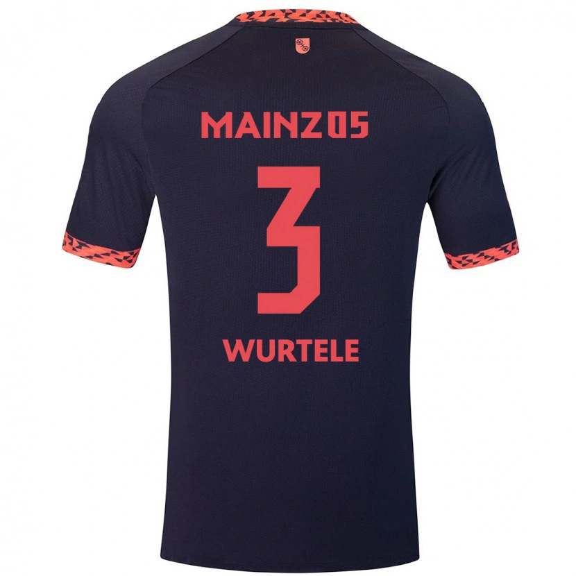 Danxen Bambino Maglia Fabienne Würtele #3 Blu Corallo Rosso Kit Gara Away 2024/25 Maglietta