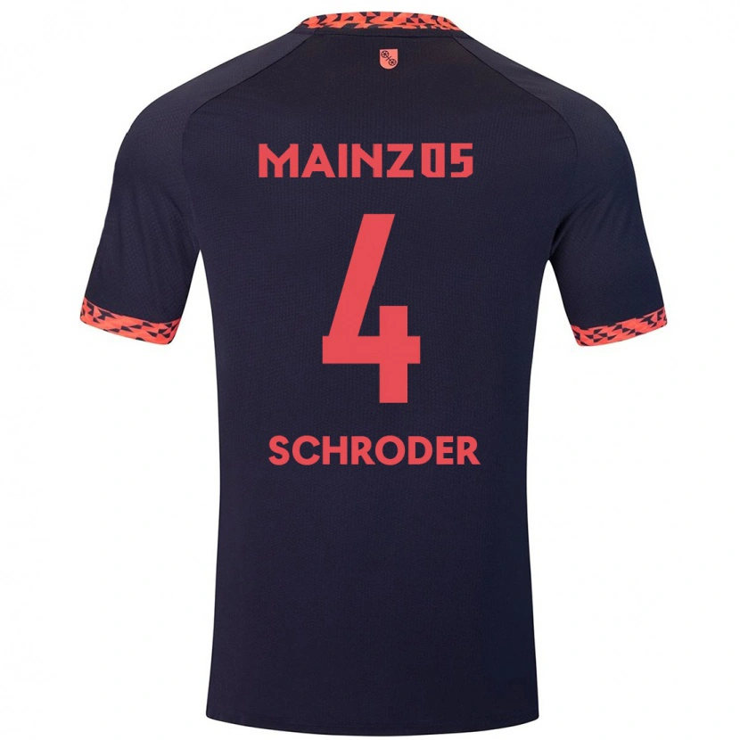 Danxen Bambino Maglia Lara Schröder #4 Blu Corallo Rosso Kit Gara Away 2024/25 Maglietta