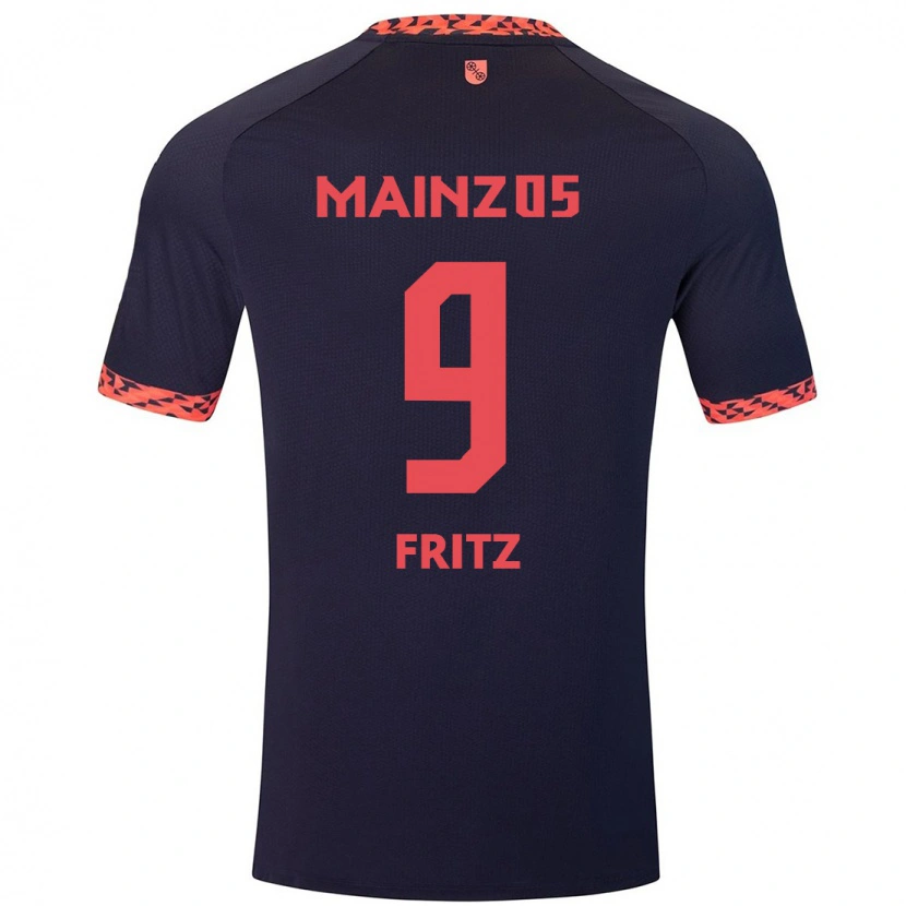 Danxen Bambino Maglia April Fritz #9 Blu Corallo Rosso Kit Gara Away 2024/25 Maglietta