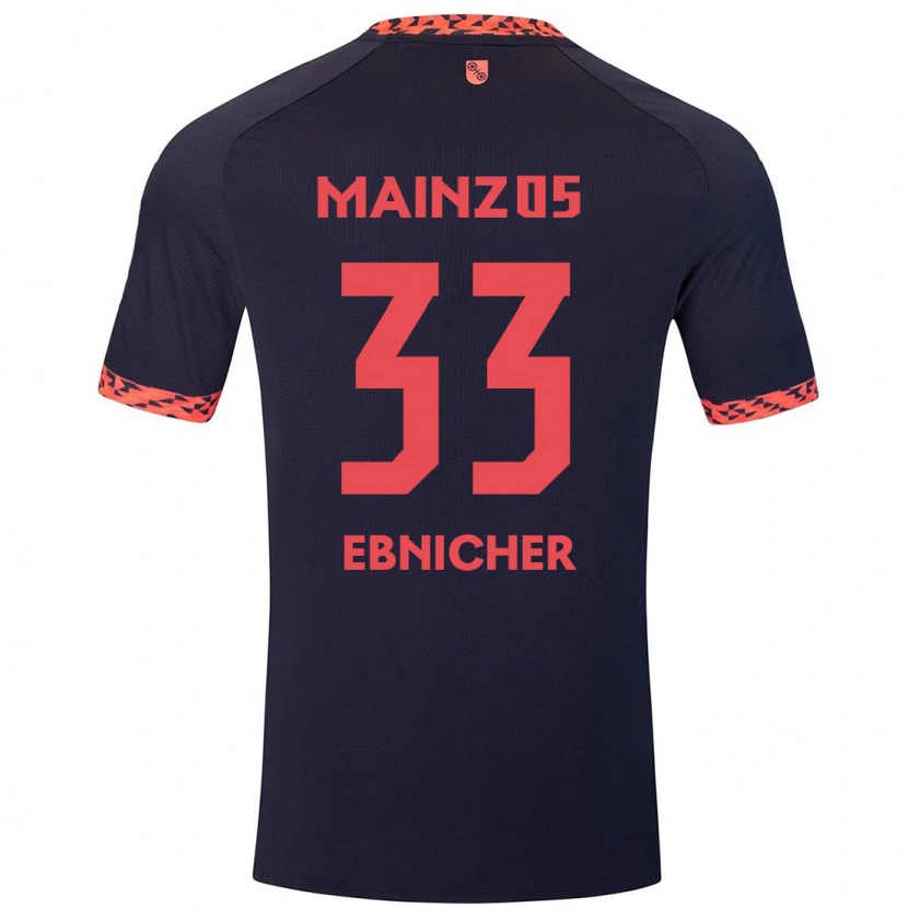Danxen Bambino Maglia Sabine Ebnicher #33 Blu Corallo Rosso Kit Gara Away 2024/25 Maglietta