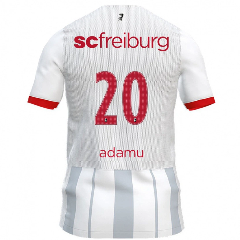Danxen Bambino Maglia Junior Adamu #20 Bianco Grigio Kit Gara Away 2024/25 Maglietta