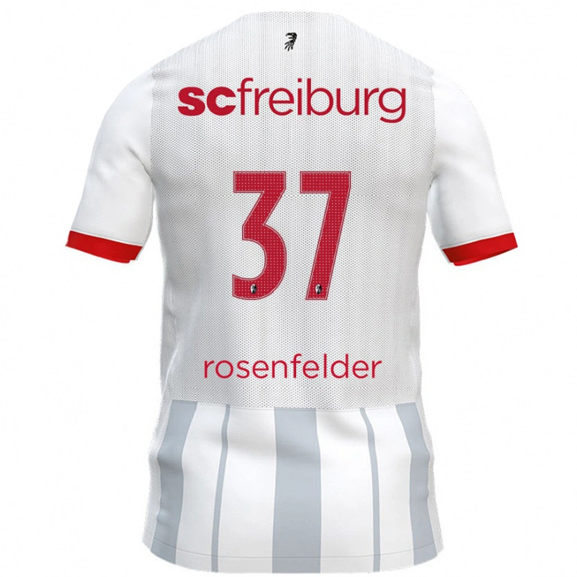 Danxen Bambino Maglia Max Rosenfelder #37 Bianco Grigio Kit Gara Away 2024/25 Maglietta