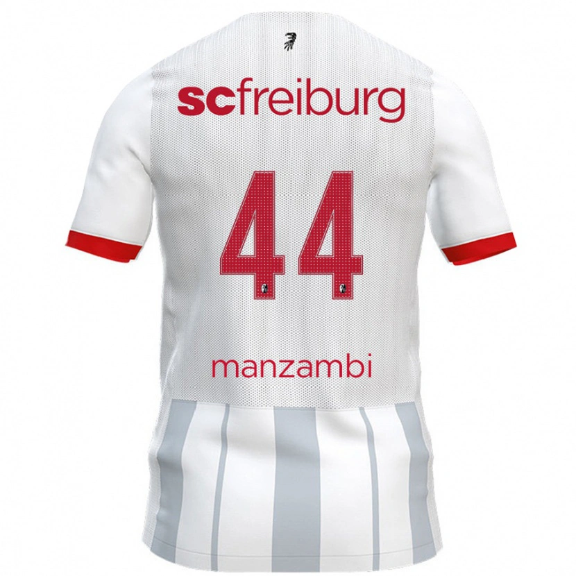 Danxen Bambino Maglia Johan Manzambi #44 Bianco Grigio Kit Gara Away 2024/25 Maglietta