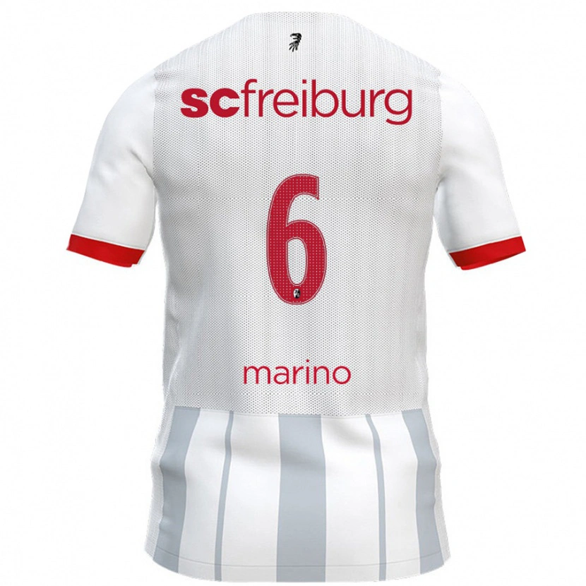 Danxen Bambino Maglia Luca Marino #6 Bianco Grigio Kit Gara Away 2024/25 Maglietta
