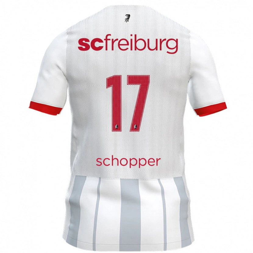 Danxen Bambino Maglia David Schopper #17 Bianco Grigio Kit Gara Away 2024/25 Maglietta