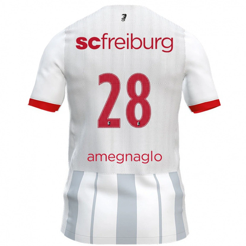 Danxen Bambino Maglia David Amegnaglo #28 Bianco Grigio Kit Gara Away 2024/25 Maglietta