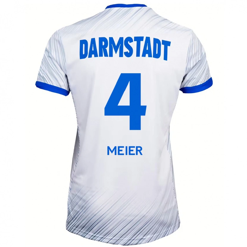 Danxen Bambino Maglia Mark Meier #4 Bianco Blu Kit Gara Away 2024/25 Maglietta