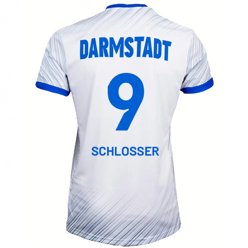 Danxen Bambino Maglia Mika Schlosser #9 Bianco Blu Kit Gara Away 2024/25 Maglietta
