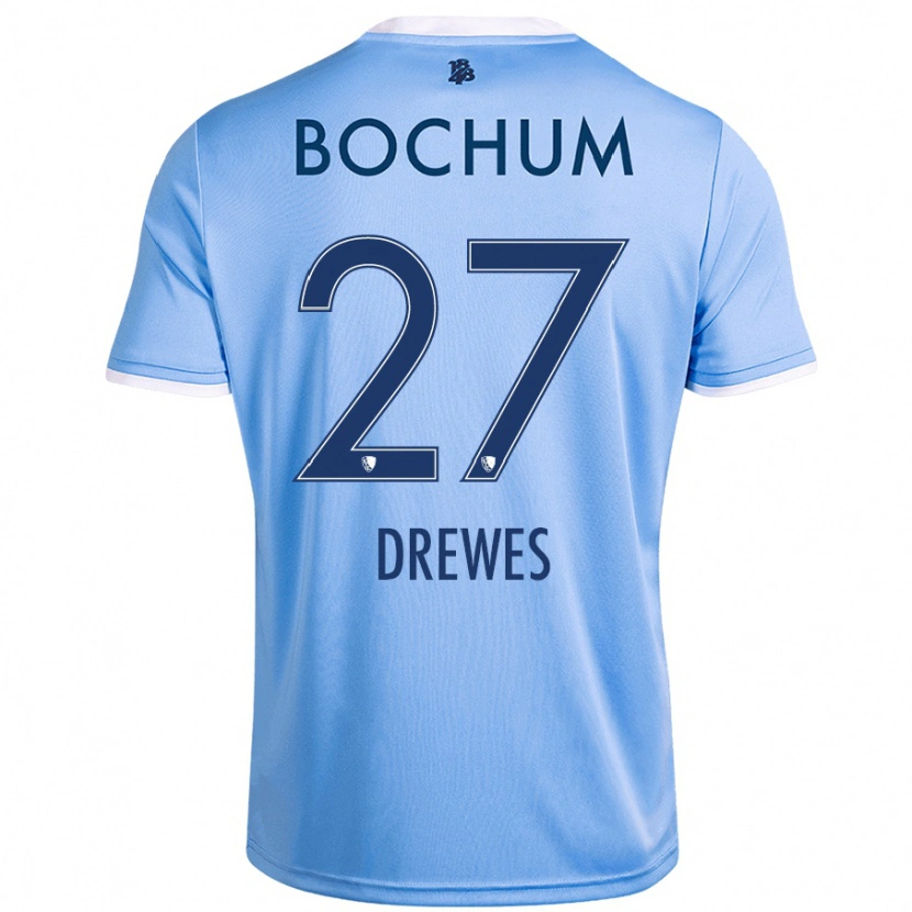 Danxen Bambino Maglia Patrick Drewes #27 Azzurro Cielo Kit Gara Away 2024/25 Maglietta