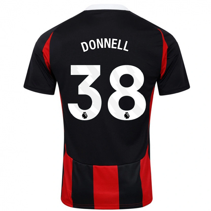 Danxen Bambino Maglia Chris Donnell #38 Nero Rosso Kit Gara Away 2024/25 Maglietta