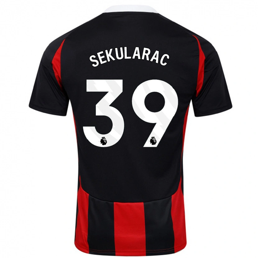 Danxen Bambino Maglia Kristian Sekularac #39 Nero Rosso Kit Gara Away 2024/25 Maglietta