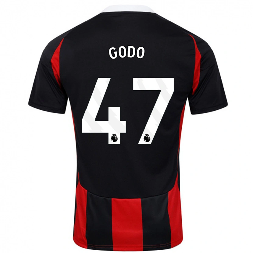 Danxen Bambino Maglia Martial Godo #47 Nero Rosso Kit Gara Away 2024/25 Maglietta
