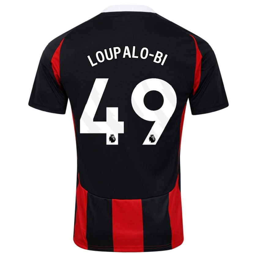 Danxen Bambino Maglia Aaron Loupalo-Bi #49 Nero Rosso Kit Gara Away 2024/25 Maglietta