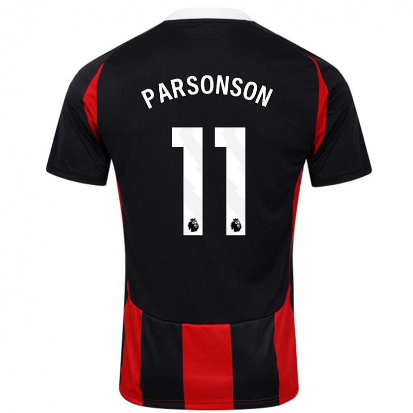 Danxen Bambino Maglia Madi Parsonson #11 Nero Rosso Kit Gara Away 2024/25 Maglietta