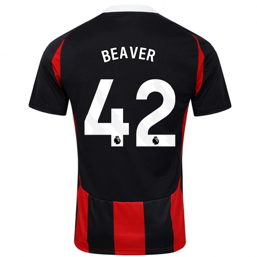 Danxen Bambino Maglia Cat Beaver #42 Nero Rosso Kit Gara Away 2024/25 Maglietta
