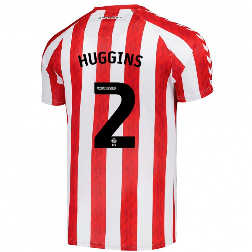 Danxen Uomo Maglia Niall Huggins #2 Rosso Bianco Kit Gara Home 2024/25 Maglietta