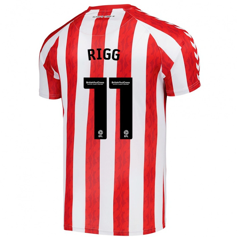 Danxen Uomo Maglia Chris Rigg #11 Rosso Bianco Kit Gara Home 2024/25 Maglietta