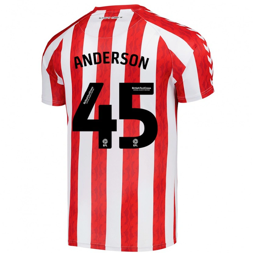 Danxen Uomo Maglia Joe Anderson #45 Rosso Bianco Kit Gara Home 2024/25 Maglietta