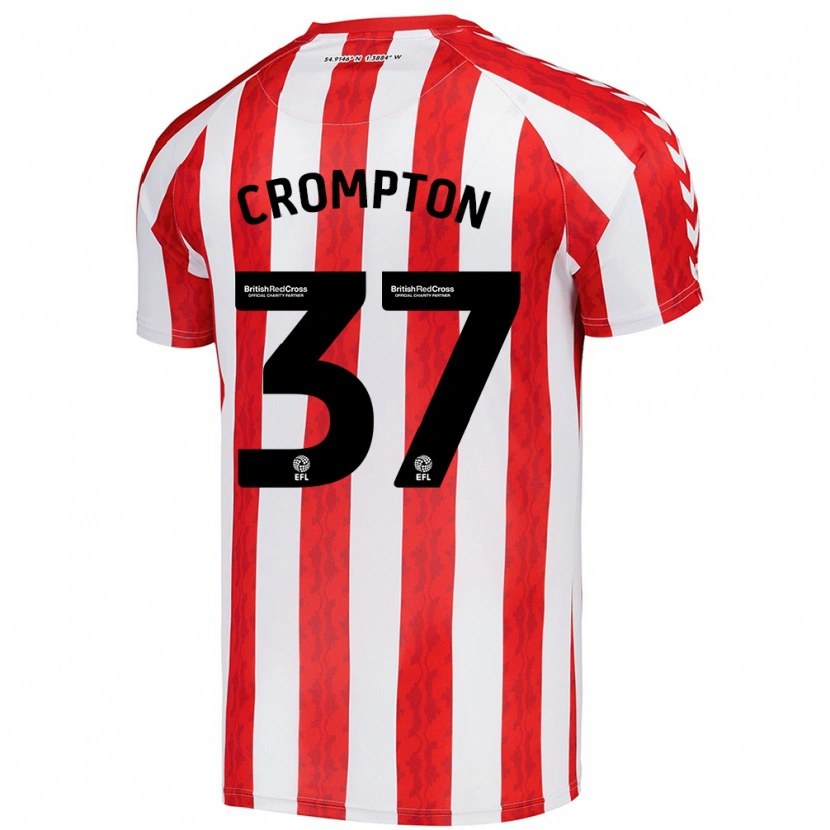 Danxen Uomo Maglia Ben Crompton #37 Rosso Bianco Kit Gara Home 2024/25 Maglietta