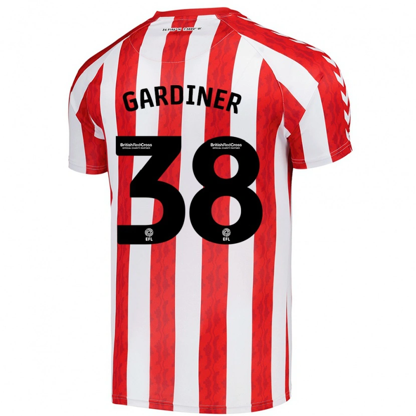 Danxen Uomo Maglia Harry Gardiner #38 Rosso Bianco Kit Gara Home 2024/25 Maglietta