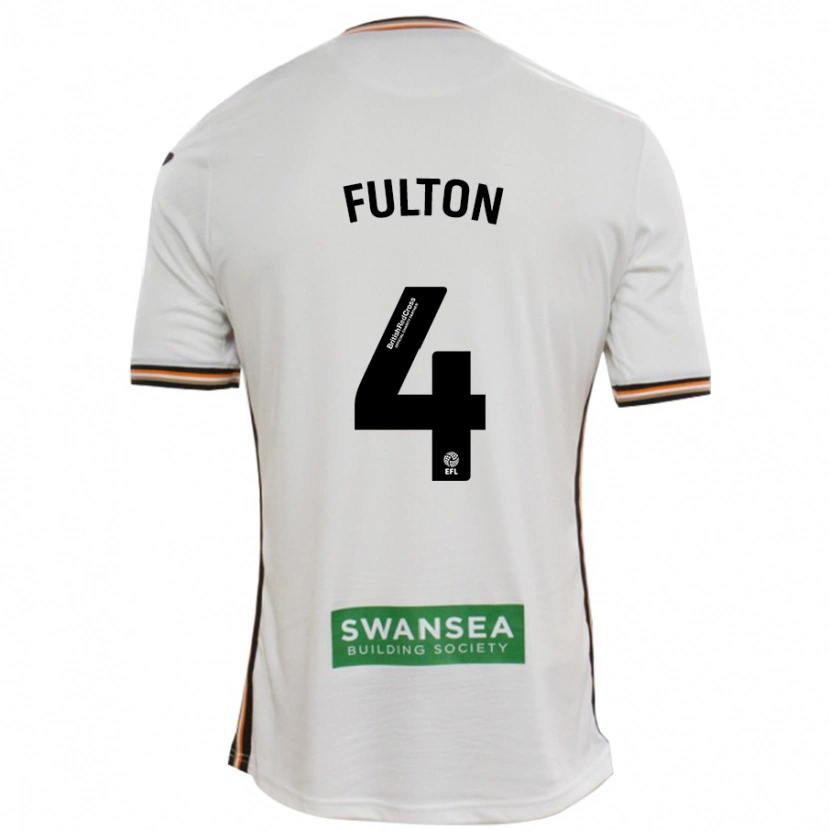 Danxen Uomo Maglia Jay Fulton #4 Bianco Kit Gara Home 2024/25 Maglietta