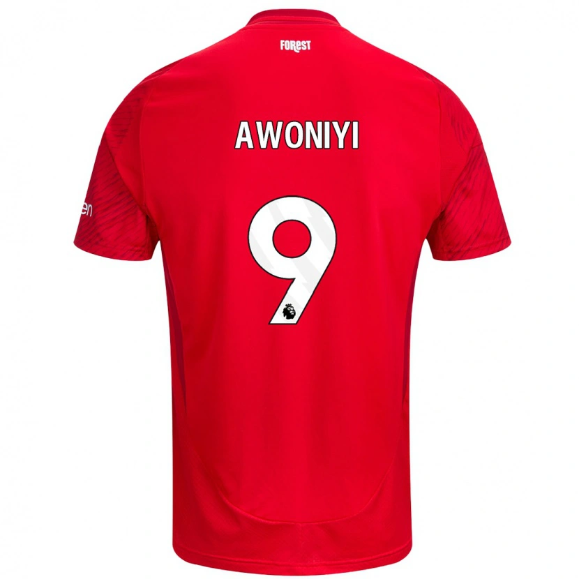Danxen Uomo Maglia Taiwo Awoniyi #9 Rosso Bianco Kit Gara Home 2024/25 Maglietta