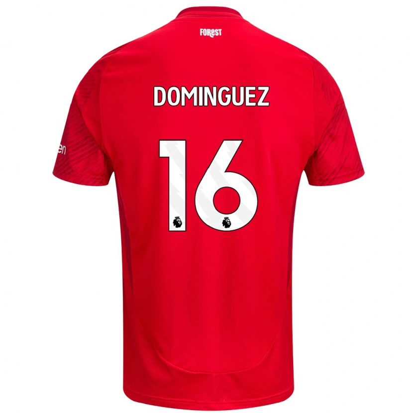 Danxen Uomo Maglia Nicolás Domínguez #16 Rosso Bianco Kit Gara Home 2024/25 Maglietta