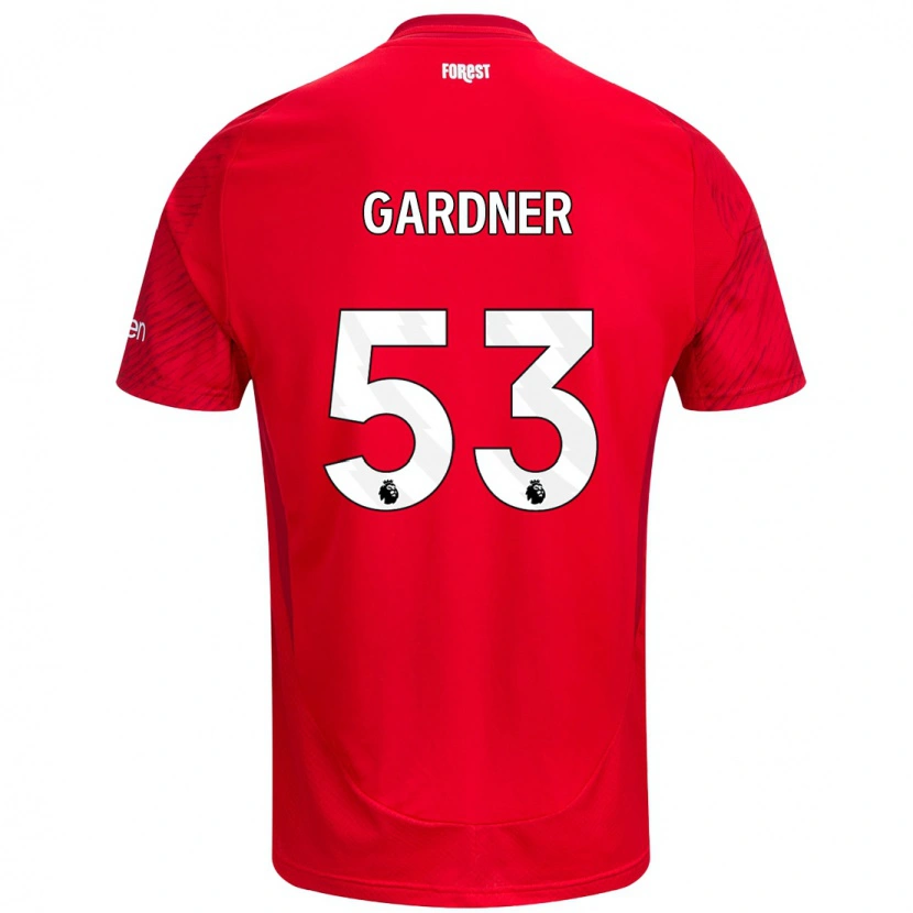 Danxen Uomo Maglia Joe Gardner #53 Rosso Bianco Kit Gara Home 2024/25 Maglietta