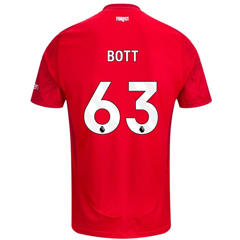 Danxen Uomo Maglia Aaron Bott #63 Rosso Bianco Kit Gara Home 2024/25 Maglietta
