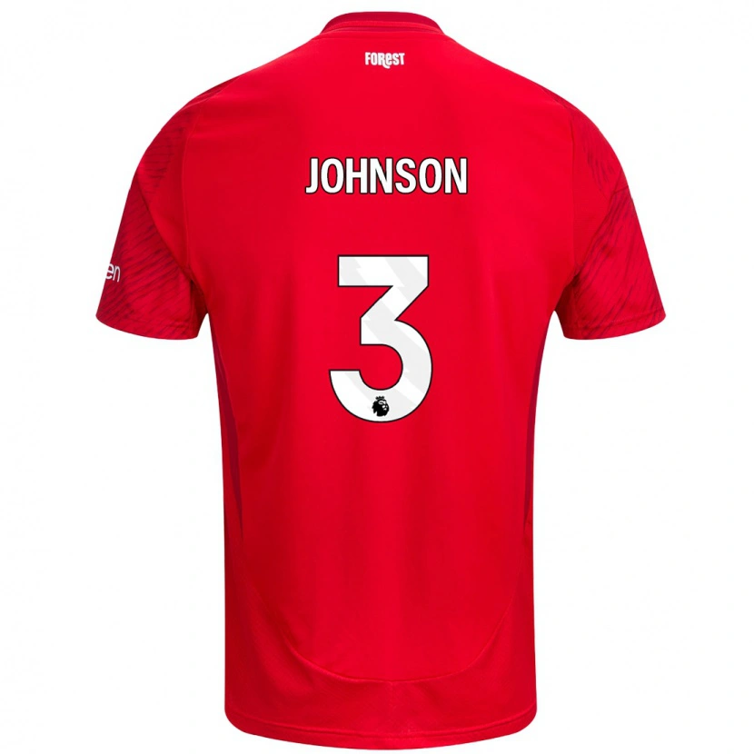 Danxen Uomo Maglia Nat Johnson #3 Rosso Bianco Kit Gara Home 2024/25 Maglietta