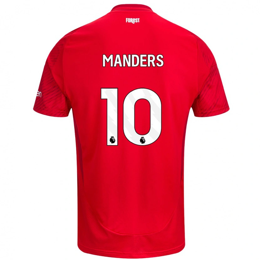 Danxen Uomo Maglia Holly Manders #10 Rosso Bianco Kit Gara Home 2024/25 Maglietta