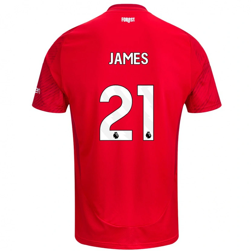 Danxen Uomo Maglia Hayley James #21 Rosso Bianco Kit Gara Home 2024/25 Maglietta