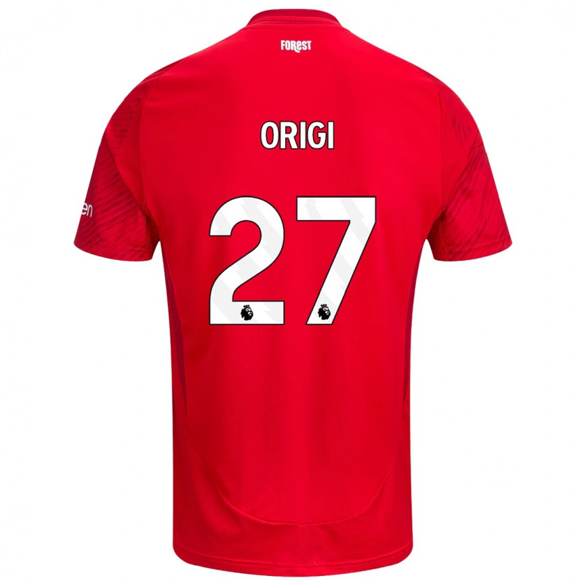 Danxen Uomo Maglia Divock Origi #27 Rosso Bianco Kit Gara Home 2024/25 Maglietta